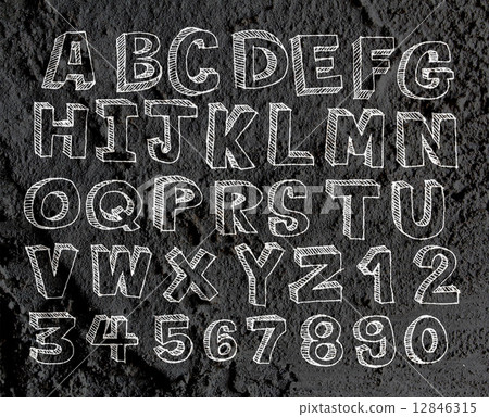 Hand drawn letters font written on wall texture background desig Hand drawn letters font written on wall texture background desig 12846315