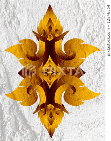 Line Thai art  on wall texture background design 12846354