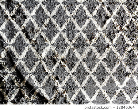 Line Thai art  on wall texture background design 12846364