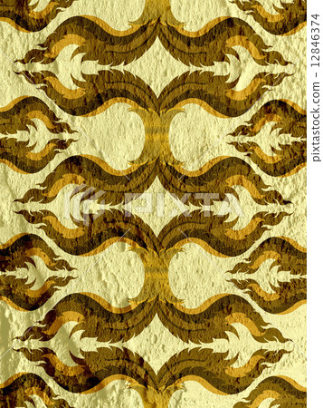 Line Thai art  on wall texture background design 12846374