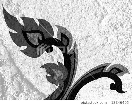 Line Thai art  on wall texture background design 12846405