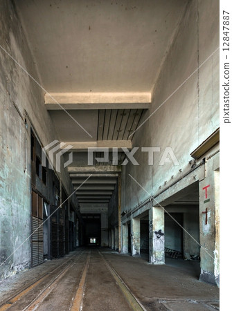 Dark industrial interior Dark industrial interior 12847887