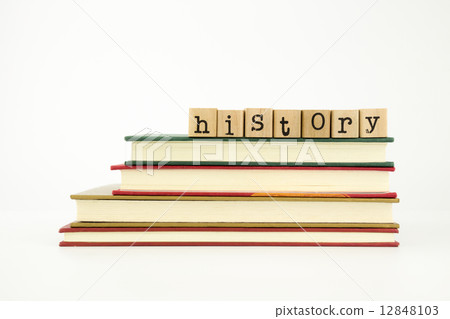 history word on wood stamps and books 12848103