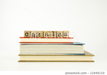 catalan language word on wood stamps and books catalan language word on wood stamps and books 12848110