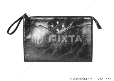 black leather bag isolated on white background 12849336