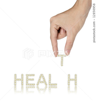 Hand and word made from Frangipani flowers health Hand and word made from Frangipani flowers health 12850958