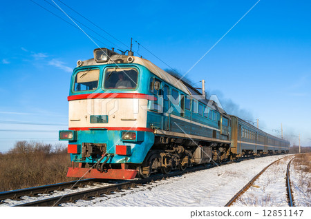Diesel local train in Ukraine. Diesel local train in Ukraine. 12851147