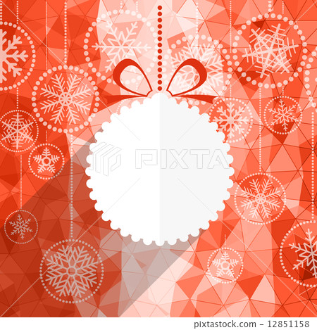Christmas greeting card with white christmas bauble and snowflak 12851158