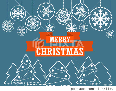 Christmas greeting card with abstract baubles with ornament of s 12851159