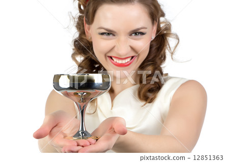 Image of smiling woman with metal snifter 12851363