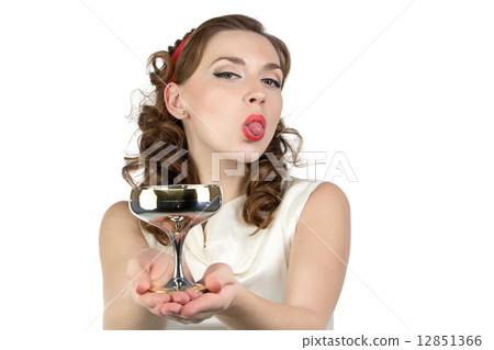 Photo of playful woman with metal snifter 12851366
