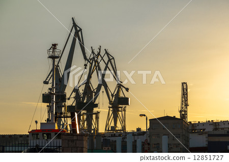 Port warehouse with cargoes 12851727