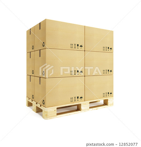 pallet with cardboard boxes pallet with cardboard boxes 12852077