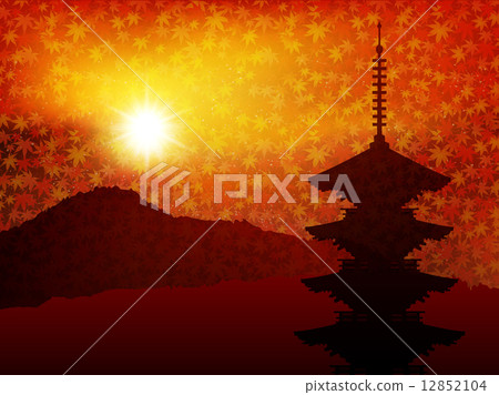 楓葉京都背景 插圖素材 圖庫