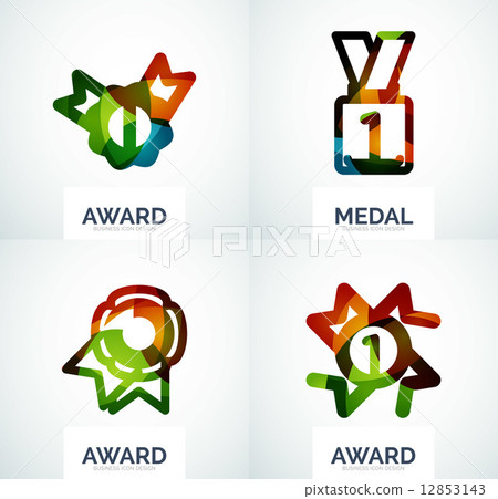 Colorful award business logo set Colorful award business logo set 12853143