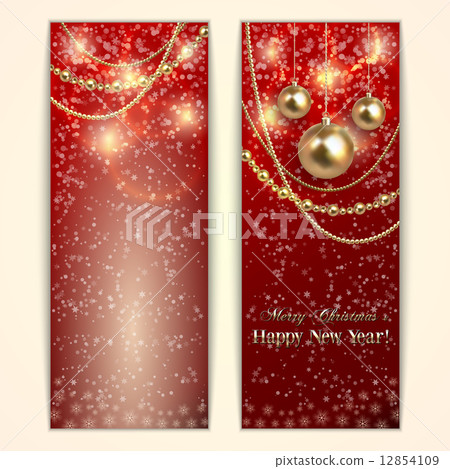 Vector abstract red  Christmas and New Year Greeting or Invitation 12854109