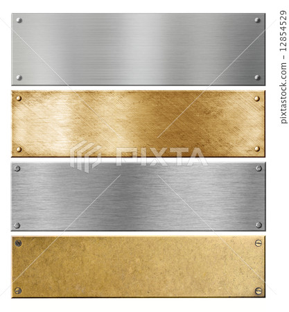 silver and brass metal plates or plaques with rivets set silver and brass metal plates or plaques with rivets set 12854529