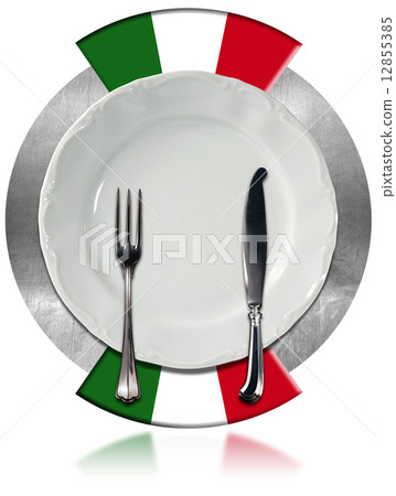 Italian Cuisine - Plate and Cutlery 12855385