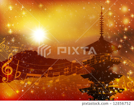 音符京都背景 插圖素材 圖庫