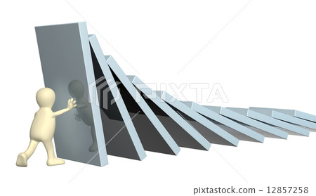 3d puppet, holding figures of a dominoes 12857258
