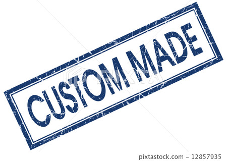 custom made blue square stamp isolated on white background 12857935