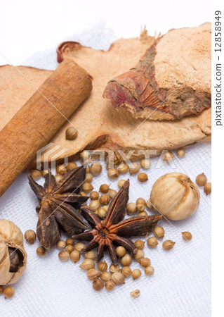 Star anise, cinnamon, peppercorns, cinnamon sticks and another s Star anise, cinnamon, peppercorns, cinnamon sticks and another s 12858949