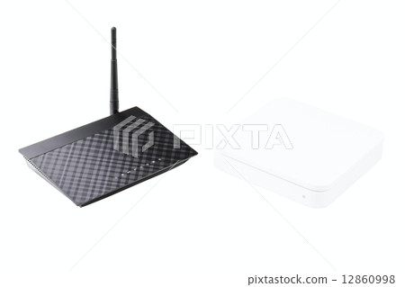 White and black wireless routers White and black wireless routers 12860998