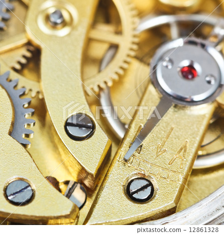 brass mechanical movement of retro clock 12861328