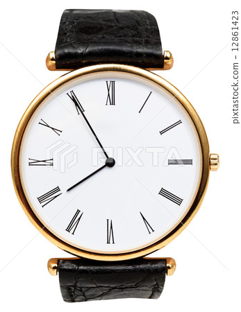 five minutes to eight o'clock on dial wristwatch five minutes to eight o'clock on dial wristwatch 12861423