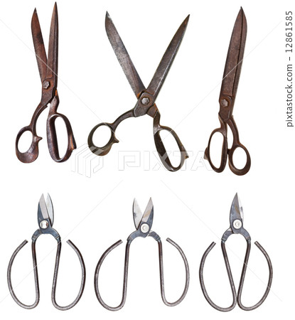 set of retro dressmaker shears isolated on white set of retro dressmaker shears isolated on white 12861585
