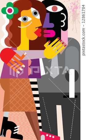 Woman kissing a man Woman kissing a man 12861784