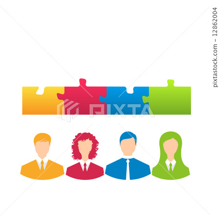 team of business people with jigsaw puzzle pieces as a solution team of business people with jigsaw puzzle pieces as a solution 12862004