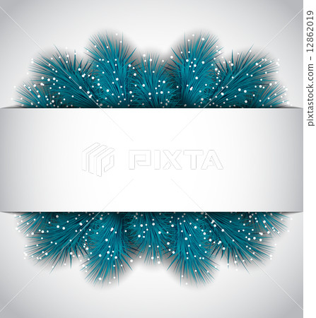 Christmas frame with blue fir branches with... - Stock Illustration ...