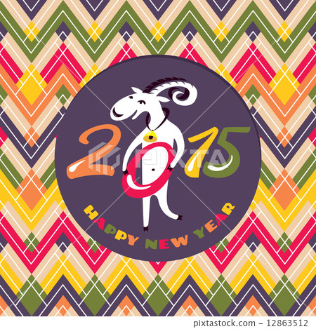 New year greeting card with goat 12863512