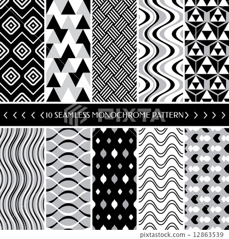 Collection of 10 geometric seamless pattern... - Stock Illustration ...
