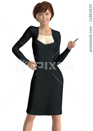 婦女指點真正的3DC例證材料 12863820