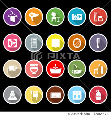 Bathroom icons with long shadow 12865572