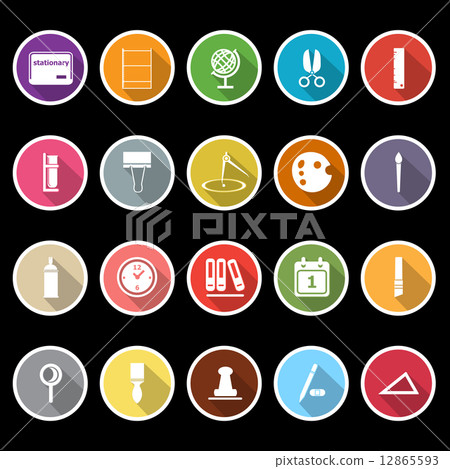 General stationary icons with long shadow 12865593