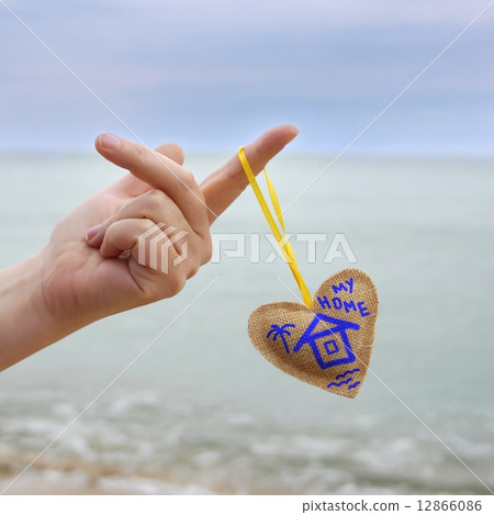 Female Hand With Home Drawning on Heart 12866086