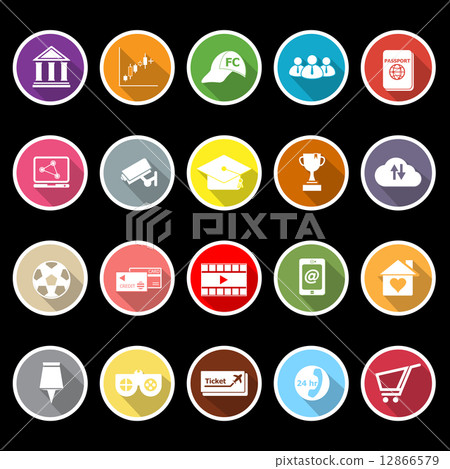 General online flat icons with long shadow 12866579