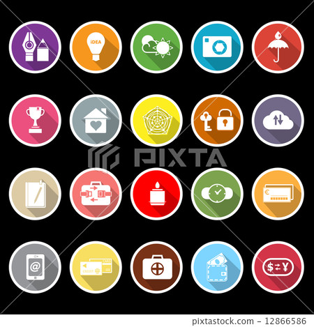 Insurance sign flat icons with long shadow 12866586