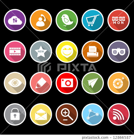 Internet useful flat icons with long shadow 12866587