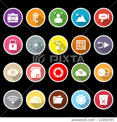 Photography sign flat icons with long shadow 12866595