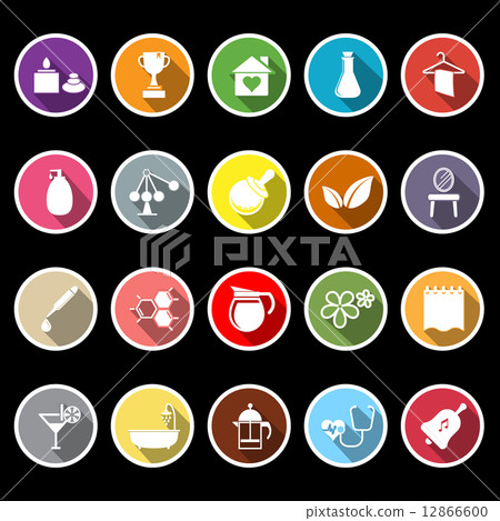 Spa treatment flat icons with long shadow Spa treatment flat icons with long shadow 12866600