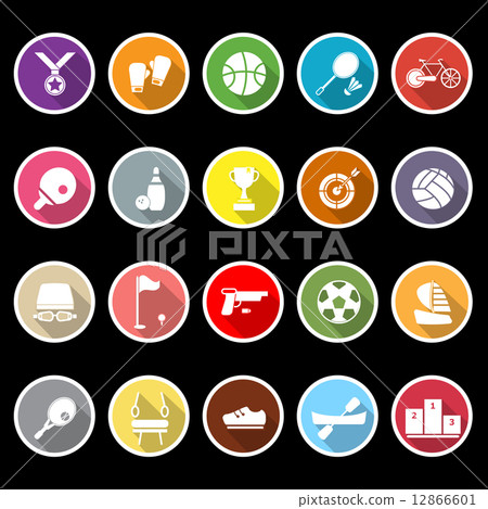 Sport game athletic icons with long shadow Sport game athletic icons with long shadow 12866601