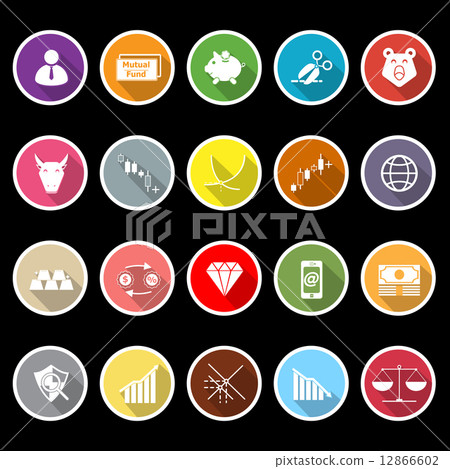 Stock market icons with long shadow 12866602