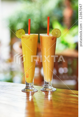 Two delicious fresh juices 12867047