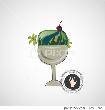 Vector sketch delicious dessert in a glass bowl 12868764