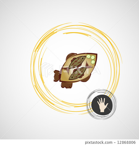 Vector sketch of fried fish on a plate Vector sketch of fried fish on a plate 12868806