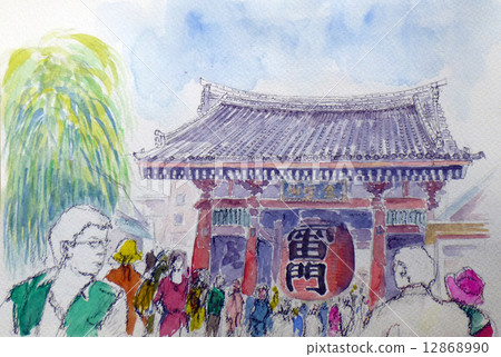 淺草Kaminarimon的草圖 12868990
